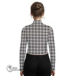 Scottish Douglas Grey Modern Tartan Crest Women Long Sleeve Turtleneck T-Shirt Full Plaid