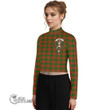 Scottish Menzies Green Modern Tartan Crest Women Long Sleeve Turtleneck T-Shirt Full Plaid