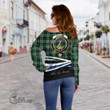 Scottish Wallace Hunting Ancient Tartan Crest Off Shoulder Sweater Lion Rampant Scotland Forever
