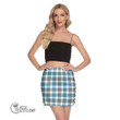 Scottish Stewart Muted Blue Tartan Side Strap Closure Mini Skirt Full Plaid
