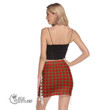 Scottish Morrison Red Modern Tartan Crest Side Strap Closure Mini Skirt Full Plaid