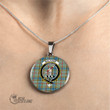 Scottish Balfour Blue Tartan Crest Circle Necklace Full Plaid