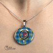 Scottish Laing Tartan Crest Circle Necklace Full Plaid