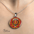 Scottish Scrymgeour Tartan Crest Circle Necklace Full Plaid