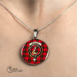 Scottish Wallace Weathered Tartan Crest Circle Necklace Full Plaid