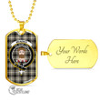 Scottish Menzies Black & White Ancient Tartan Crest Dog Tag Full Plaid