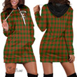 Scottish Menzies Green Modern Tartan Crest Hoodie Dress Full Plaid