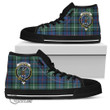 Scottish Davidson of Tulloch Tartan Crest High Top Canvas Shoes Full Plaid