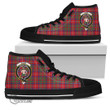 Scottish Shaw Red Modern Tartan Crest High Top Canvas Shoes Full Plaid