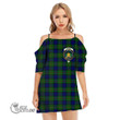 Scottish Dundas Modern Tartan Crest Off Shoulder Cami Dress Full Plaid