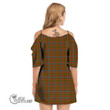 Scottish Seton Hunting Modern Tartan Crest Off Shoulder Cami Dress Full Plaid