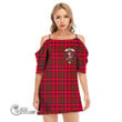 Scottish Murray of Tulloch Modern Tartan Crest Off Shoulder Cami Dress Full Plaid