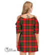 Scottish Somerville Modern Tartan Crest Off Shoulder Cami Dress Full Plaid