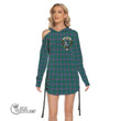 Scottish Carmichael Ancient Tartan Crest Waist Shirring One Shoulder Dress Full Plaid