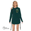 Scottish Abercrombie Tartan Crest Waist Shirring One Shoulder Dress Full Plaid