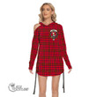 Scottish Murray of Tulloch Modern Tartan Crest Waist Shirring One Shoulder Dress Full Plaid