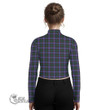 Scottish Guthrie Modern Tartan Crest Women Long Sleeve Turtleneck T-Shirt Full Plaid