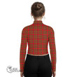 Scottish Hepburn Tartan Crest Women Long Sleeve Turtleneck T-Shirt Full Plaid