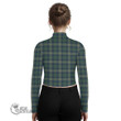 Scottish Kennedy Modern Tartan Crest Women Long Sleeve Turtleneck T-Shirt Full Plaid