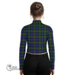 Scottish MacLeod of Harris Modern Tartan Crest Women Long Sleeve Turtleneck T-Shirt Full Plaid