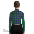 Scottish Graham of Menteith Modern Tartan Crest Women Long Sleeve Turtleneck T-Shirt Full Plaid