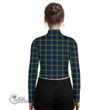 Scottish Forbes Modern Tartan Crest Women Long Sleeve Turtleneck T-Shirt Full Plaid