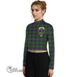 Scottish Forsyth Modern Tartan Crest Women Long Sleeve Turtleneck T-Shirt Full Plaid