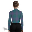 Scottish Douglas Modern Tartan Crest Women Long Sleeve Turtleneck T-Shirt Full Plaid