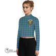 Scottish Falconer Tartan Crest Women Long Sleeve Turtleneck T-Shirt Full Plaid