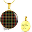 Scottish Stewart Black Tartan Circle Necklace Full Plaid