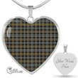Scottish Campbell Argyll Weathered Tartan Heart Necklace Full Plaid