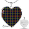 Scottish Clelland Modern Tartan Heart Necklace Full Plaid