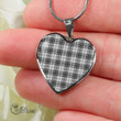 Scottish Douglas Grey Modern Tartan Heart Necklace Full Plaid
