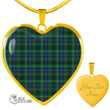 Scottish Stewart Hunting Modern Tartan Heart Necklace Full Plaid