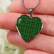 Scottish Wallace Hunting - Green Tartan Heart Necklace Full Plaid