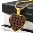 Scottish Stewart Black Tartan Heart Necklace Full Plaid