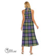 Scottish MacDonald Ancient Tartan Wrap Hem Belted Halter Dress Full Plaid