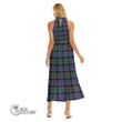 Scottish Fletcher Modern Tartan Wrap Hem Belted Halter Dress Full Plaid