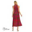 Scottish Murray of Tulloch Modern Tartan Wrap Hem Belted Halter Dress Full Plaid