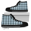 Scottish Stewart Muted Blue Tartan High Top Canvas Shoes Full Plaid