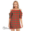 Scottish MacLaine of Loch Buie Tartan Off Shoulder Cami Dress Full Plaid
