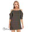 Scottish Sutherland Weathered Tartan Off Shoulder Cami Dress Full Plaid