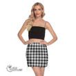 Scottish MacFarlane Black & White Tartan Side Strap Closure Mini Skirt Full Plaid