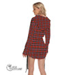 Scottish MacDuff Modern Tartan Waist Shirring One Shoulder Dress Full Plaid