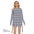 Scottish Hannay Modern Tartan Waist Shirring One Shoulder Dress Full Plaid