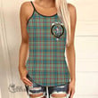 Scottish Balfour Blue Tartan Crest Women Criss Cross Tank Top Full Plaid