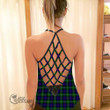Scottish MacThomas Modern Tartan Women Criss Cross Tank Top Full Plaid