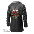 Scottish Gow Modern Tartan Crest Long Fleece Leather Jacket Scottish Badge