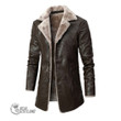 Scottish Dunbar Modern Tartan Crest Long Fleece Leather Jacket Scottish Badge