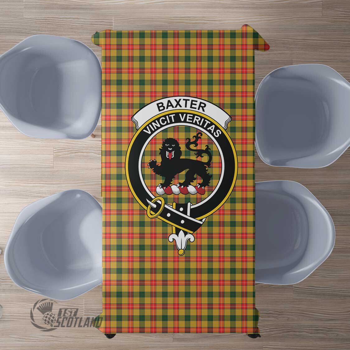 Scottish Baxter Tartan Crest Rectangle Tablecloth Full Plaid